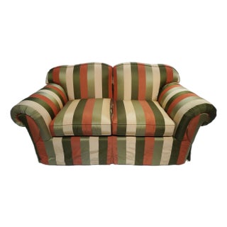 Late 20th Century Custom Edward Ferrell Silk Stripe Loveseat For Sale