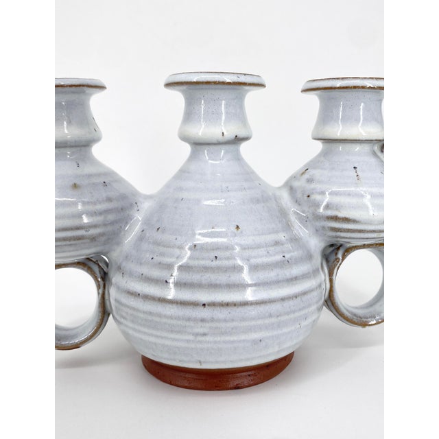 Mid-Century Modern Triple Studio Ceramic Candlestick by Leif and Lizzy Larsen, Denmark, 1970s For Sale - Image 3 of 12