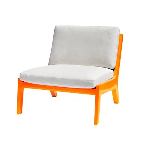 Portofino Outdoor Lounge Chair by the Drawing Room Atl - Handcrafted Mahogany in Premium Yacht Finish: Classic Orange - Modern Outdoor Furniture For Sale - Image 4 of 4