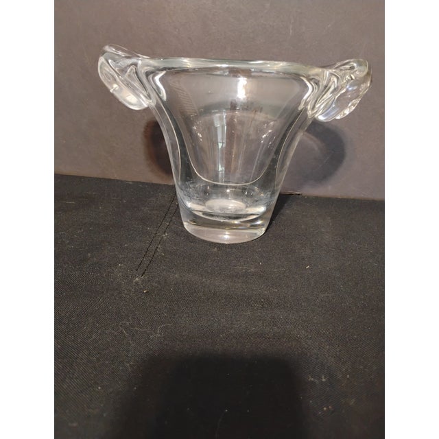 Vintage 1960s Daum France Crystal Vase/Ice Bucket. Flared design with swirl handles. Very heavy, measures 6" high, 8.5"...