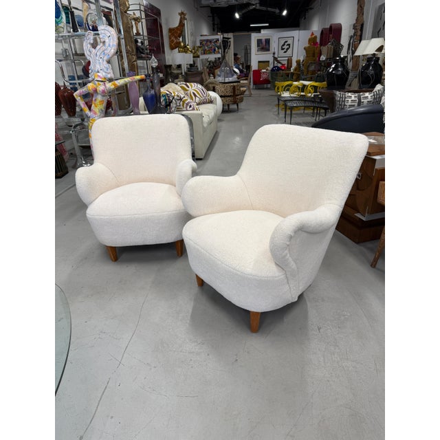 White Pair of Gustav Axel Berg Swedish Club Chairs Circa 1945 For Sale - Image 8 of 18