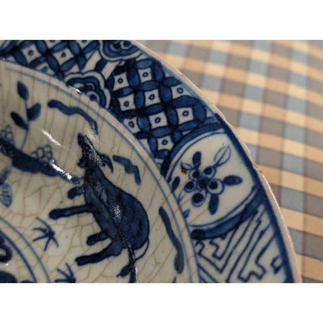 Antique Chinese Blue & White Porcelain Bowl With Rare Coral Glaze Exterior – Qing Dynasty Scholar Motif – Late 19th Century For Sale - Image 13 of 14