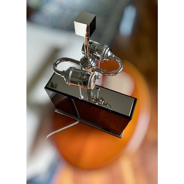 Williams-Sonoma Williams Sonoma Wide Black Crystal Block Lamp – Polished Nickel Hardware For Sale - Image 4 of 18