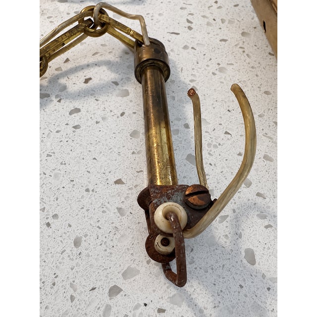 Metal Carl Fagerlund “Neptune” Smoked Glass & Brass Pendant for Orrefors, Sweden, C. 1970 For Sale - Image 7 of 18