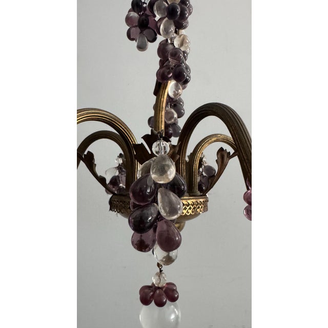 Antique Chandelier With Glass Grape Clusters For Sale In Los Angeles - Image 6 of 8