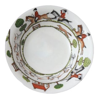 Midcentury Hunting Scene Cereal / Serving Bowl For Sale