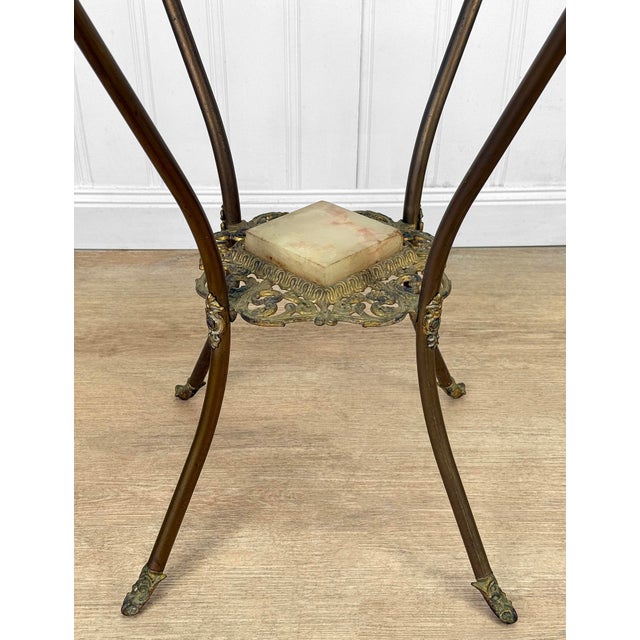Gemstone Antique Victorian Two-Tier Onyx Plant Stand Pedestal Table For Sale - Image 7 of 11