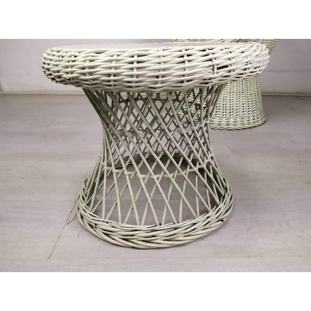 Set of Vintage White Rattan Armchair and Table For Sale - Image 14 of 18