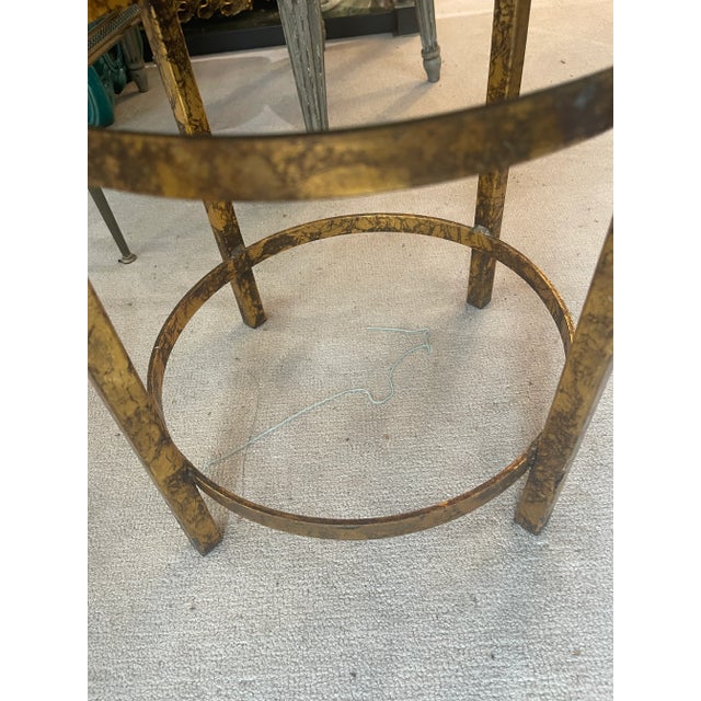 Italian Gilt Metal Vanity Stool, Blue Velvet Seat, Italy For Sale In West Palm - Image 6 of 12