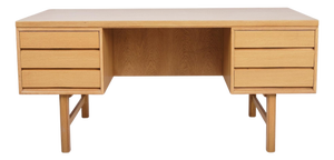Freestanding Desk with 6 Drawers in Oak by Omann Junior, 1960s