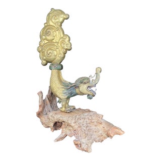 A Large Gilt Bronze Makara Finials, Tibet, Late 17th/Early 18th Century For Sale