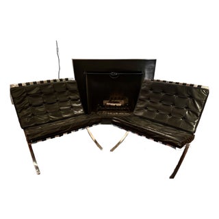 20th Century Mies Van Der Rohe Barcelona Chairs in Black Leather and Cast Chrome Frame by Knoll For Sale