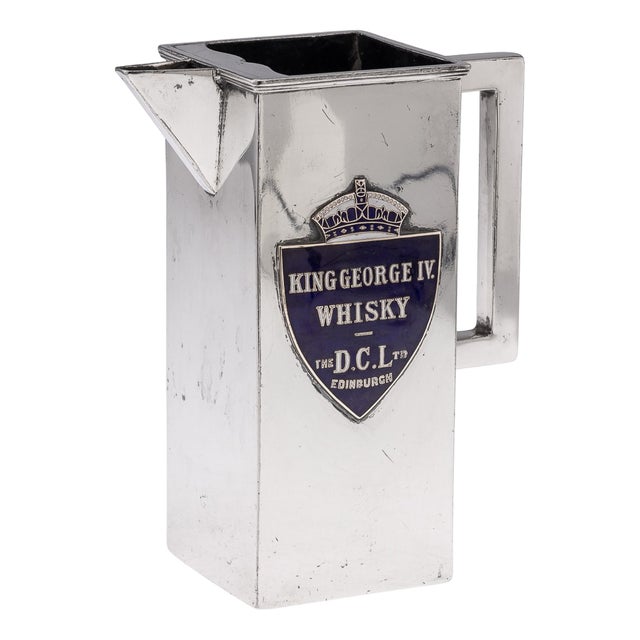 20th Century Art Deco Silver Plated & Enamel Water Jug from King George IV Whisky , 1920s For Sale