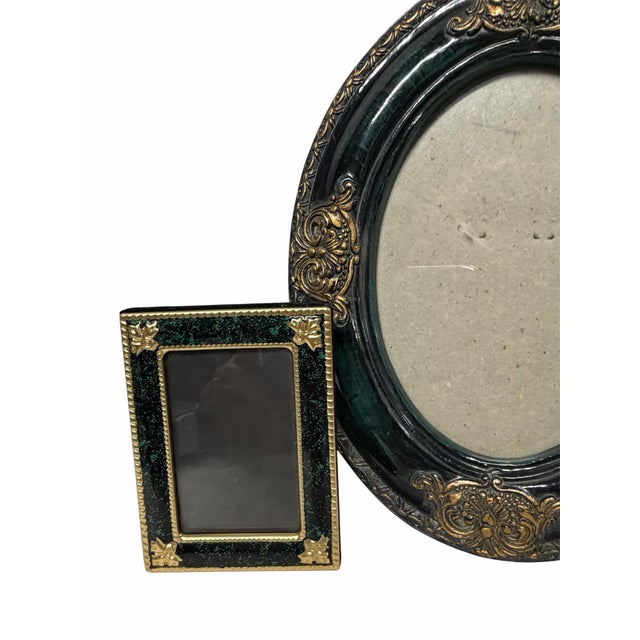 1990s Trio Oof Tale Top Frames in Emerald Green and Brass For Sale - Image 5 of 8