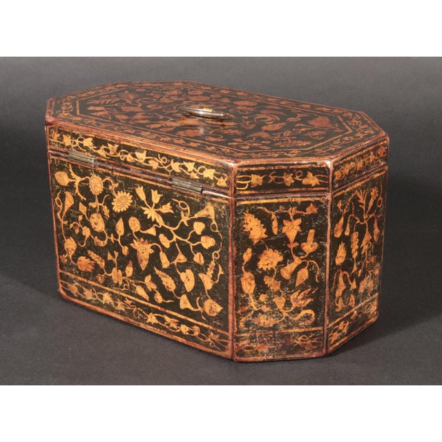 Early 19th Century Regency English Penwork Double Tea Caddy, England, Circa 1820 For Sale - Image 5 of 11