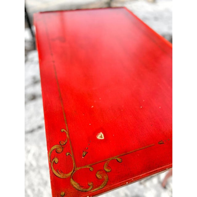 Scarlet Vintage Chinoiserie Crimson Writing Desk – Hollywood Regency / Postmodern Eclectic For Sale - Image 8 of 11