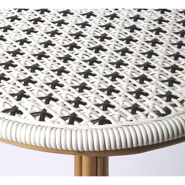 Tenor 23.5 in. W Round Rattan Bistro Table, Black For Sale In Chicago - Image 6 of 7