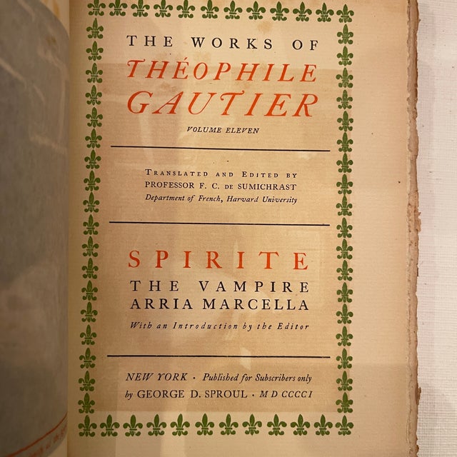 Lovely Decor Blue/Gray Linen Works of Theophile Gautier S/24 1901 For Sale - Image 9 of 17