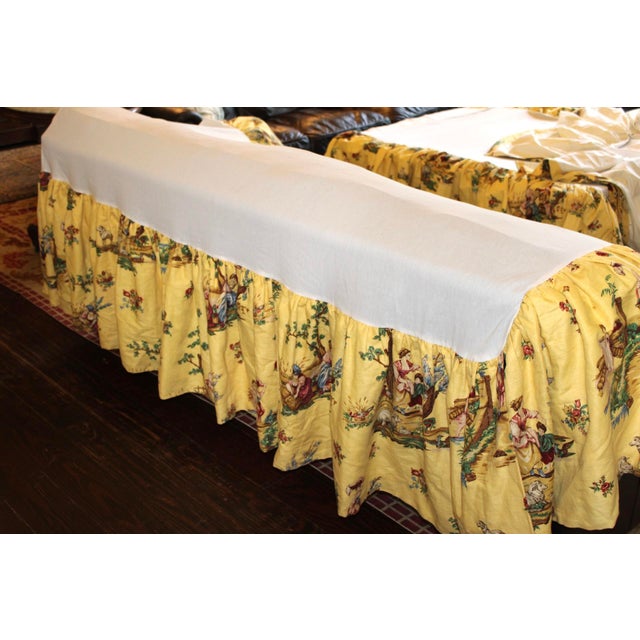 French Country VTG Pair of Schumacher Le Toile Du Marche Bedskirts in Twin Xl, Gorgeous! For Sale - Image 3 of 8