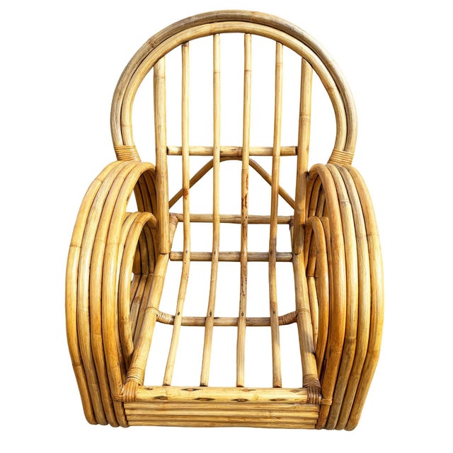 Wood 1950s Restored 4-Strand Double Arch Speed Arms Rattan Sofa & Chairs Livingroom Set of 5 For Sale - Image 7 of 14