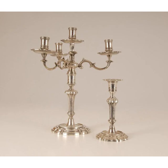 Silver 18th Century Sterling Silver Italian Rococo Style Candelabra, Set of 2 For Sale - Image 8 of 8