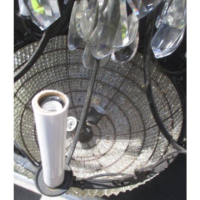 Vintage Chandelier Crystal Beaded Bowl Chandelier Circa 40s For Sale - Image 4 of 13