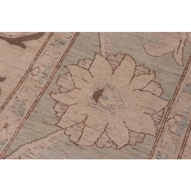 Tan Bohemien Ziegler Tan Green Hand-Knotted Wool Rug - 13'3'' X 17'9'' For Sale - Image 8 of 8