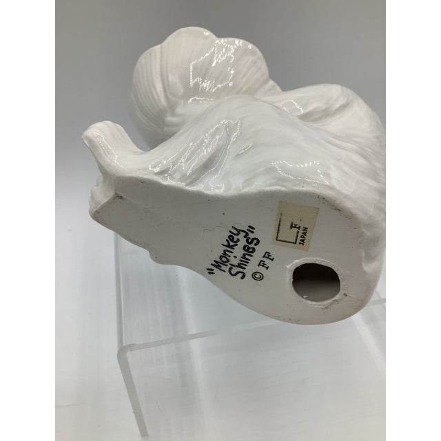 Vintage Fitz and Floyd White Ceramic Monkey Votive Holders Japan - Set of 3 For Sale - Image 9 of 10
