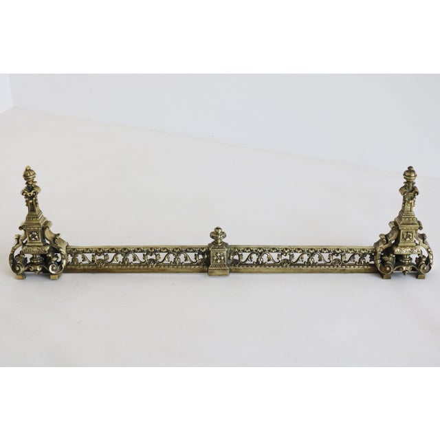Gold Antique French Louis XVI Style Adjustable Bronze Fireplace Fender, 1880 For Sale - Image 8 of 10