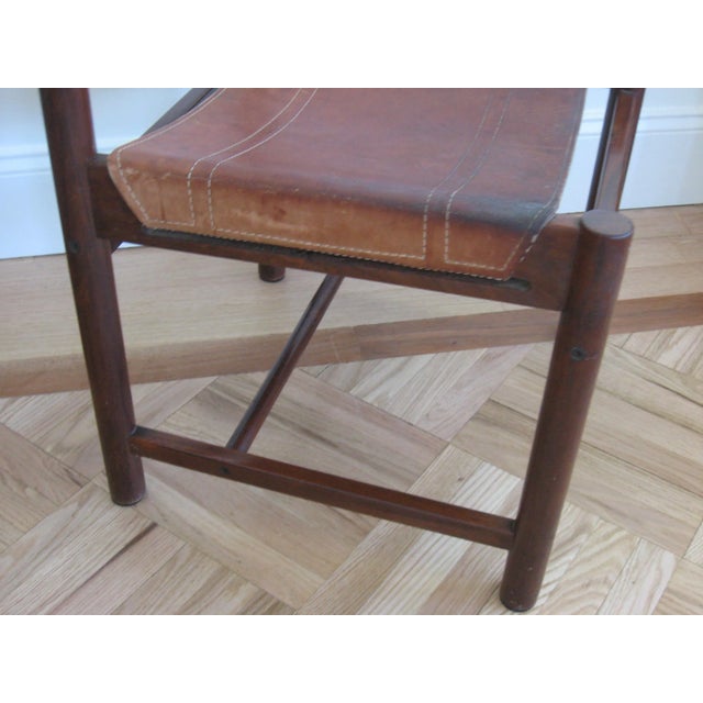 Michel Arnoult Mid-Century Rosewood and Leather Sling Chair For Sale In New York - Image 6 of 12