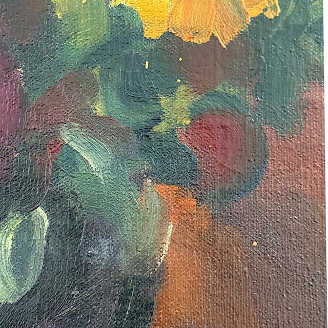Vintage Floral Still Life Painting Oil on Canvas - Signed For Sale - Image 11 of 11