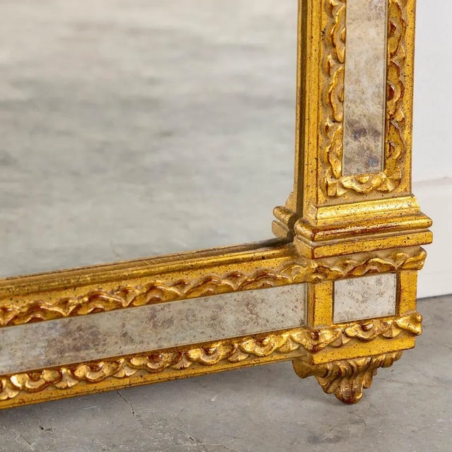 Metal Large Late 20th Century Louis XVI Style Gilt Framed Mirror by Deknudt For Sale - Image 7 of 8