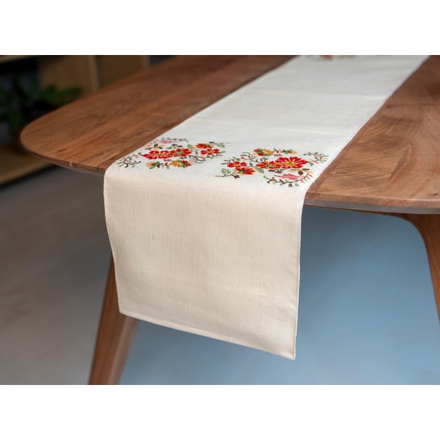 Contemporary Embroidered Wildflower Silk Runner by Renaras For Sale - Image 3 of 6