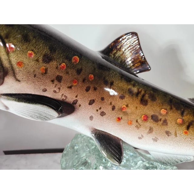 Glass Porcelain Fish on Glass Stand, 1950s For Sale - Image 7 of 13