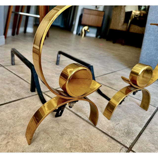 Yellow Pair of Mid-Century Modern Donald Deskey Andirons For Sale - Image 8 of 15