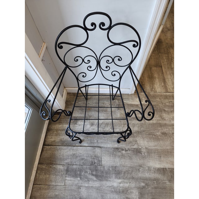 Vintage Wrought Iron Garden Armchair With Cabriole Legs For Sale - Image 14 of 15