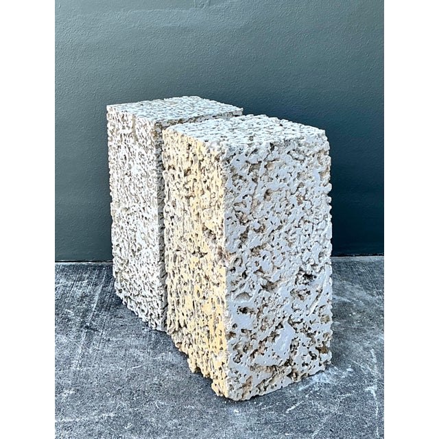 Mid-Century Modern Vintage Coquina Stone Pedestals - A Pair For Sale - Image 3 of 12