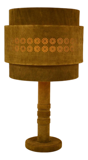Vintage Table Lamp in Suede Leather and Brass, 1960s, Set of 2