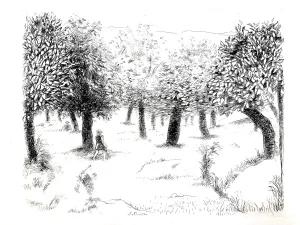 Robert Lotiron - Landscape - Original Etching 1946