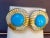 16 Ct Oval Sleeping Beauty Turquoise 3 ct Diamond Stud Earrings 14 K Yellow Gold For Sale - Image 16 of 18