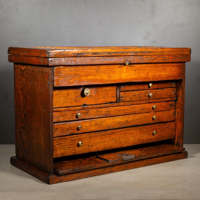 Antique Machinist's Oak Tool Chest c.1920 For Sale In San Francisco - Image 6 of 13