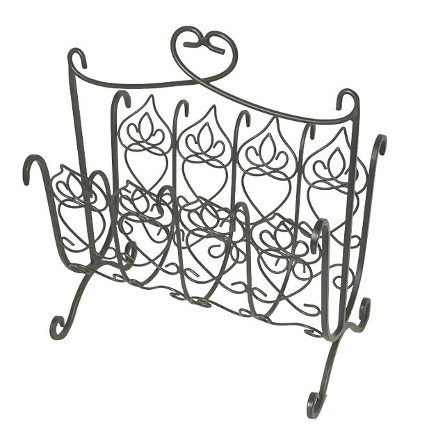Black Iron French Victorian Magazine Firewood Rack For Sale