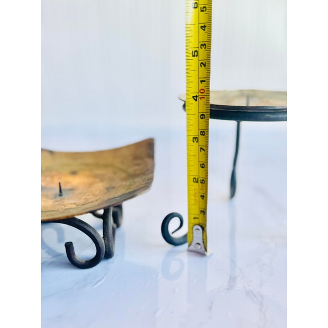 Pair of Postmodern Wrought Iron Candle Holders – Sculptural Minimalist Design For Sale - Image 9 of 10