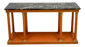 1970s Italian Neo-Classical Style Orange Console Table With Marble Top