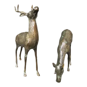 Mid Century Bronze Deer/Pair
