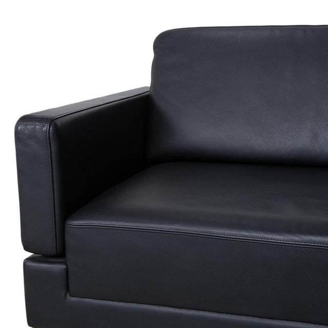 Black Brühl Alba Leather Corner Sofa, Black, Manual Function Sofa Couch For Sale - Image 8 of 17