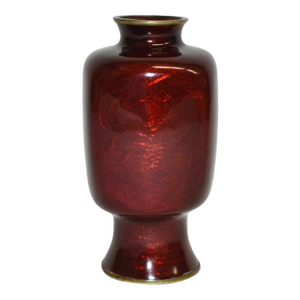 Early 20th Century Japanese Cloisonne Red Ginbari Unique Vase