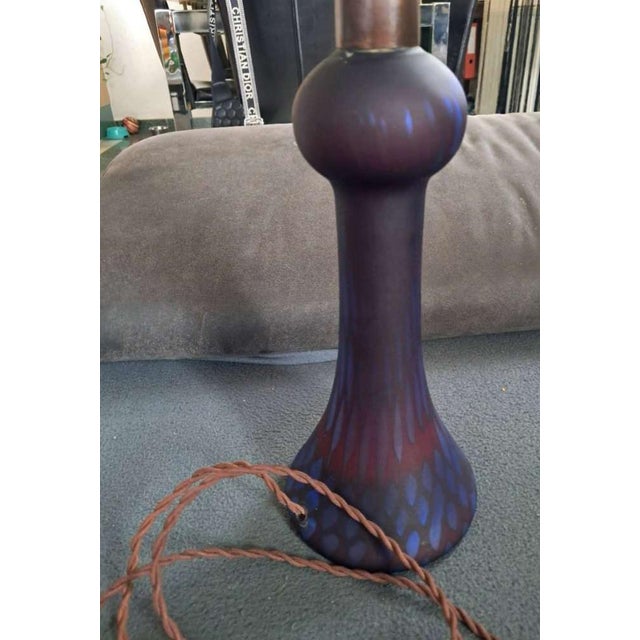 Rustic European Art Nouveau Peacock Iridescent Lamp - Loetz Witwe, Early 20th Century For Sale - Image 3 of 8