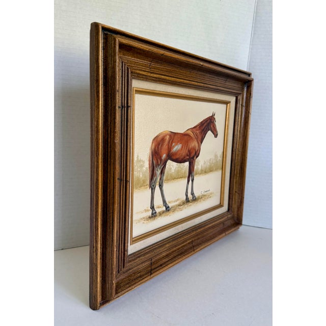 Wood Late 20th C. Signed "Thoroughbred" Horse Hand-Painted Serigraph by Carson For Sale - Image 7 of 11