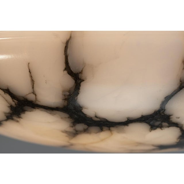 French Art Deco Black Veined Alabaster and Bronze Pendant Light, 1920s For Sale - Image 13 of 18